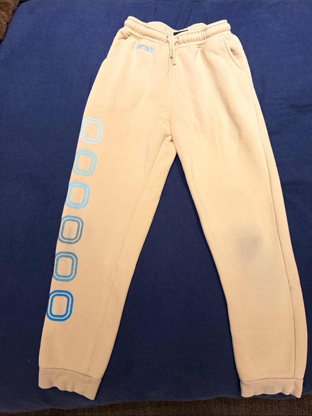 Overtime boys Cream Joggers with Blue Accents